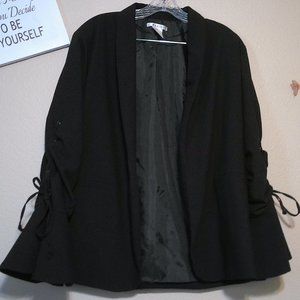 Black Open Front Blazer Lace Up Trumpet Sleeves SZ L by K. Jordan